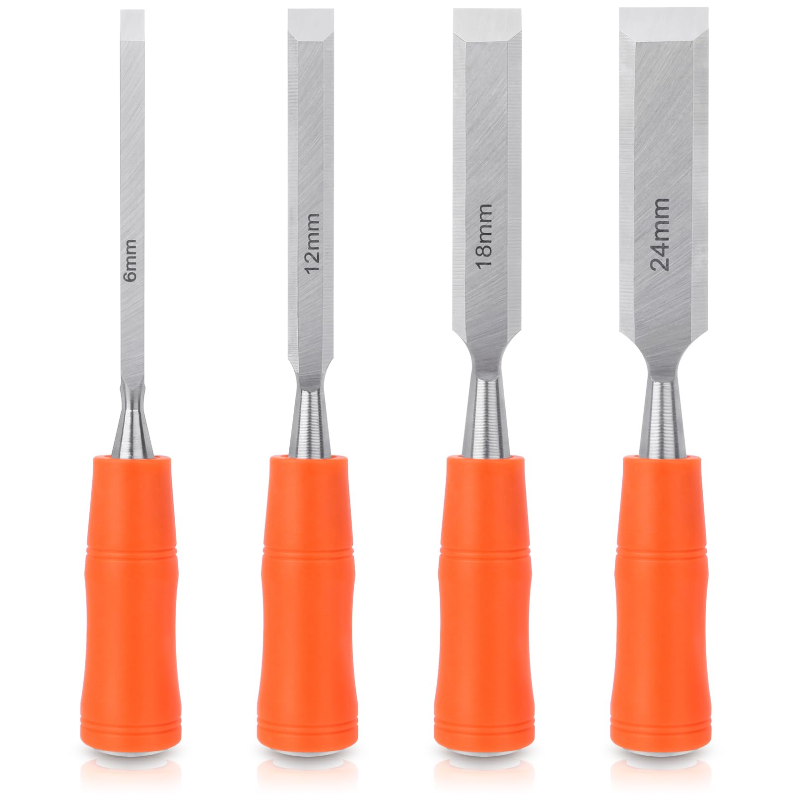 Serplex 4Pcs Woodwork Chisel Set Mortise Chisels Tools Set, Wood Chisels for Woodworking with Steel Hammer End, Wood Tools Chisel Set Woodworking with Anti-slip Handle, 6mm, 12mm, 18mm, 24mm Serplex 4Pcs Woodwork Chisel Set Mortise Chisels Tools Set, Wood Chisels for Woodworking with Steel Hammer End, Wood Tools Chisel Set Woodworking with Anti-slip Handle, 6mm, 12mm, 18mm, 24mm